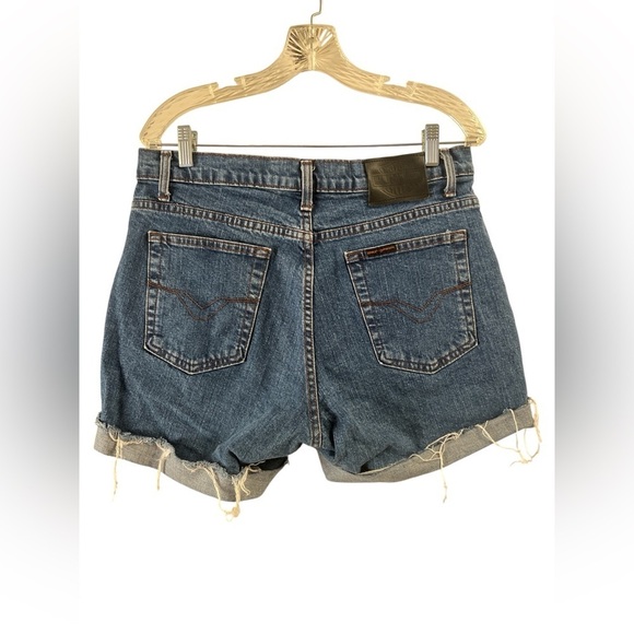 Harley Davidson dark wash denim high waisted Jean shorts - Picture 4 of 5